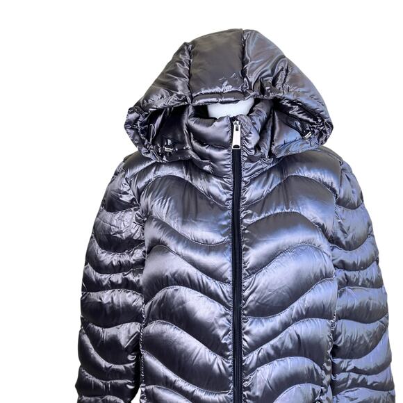 Andrew Marc Sz L Lightweight Packable Premium Down Jacket Quilted Long Silver - Picture 8 of 16